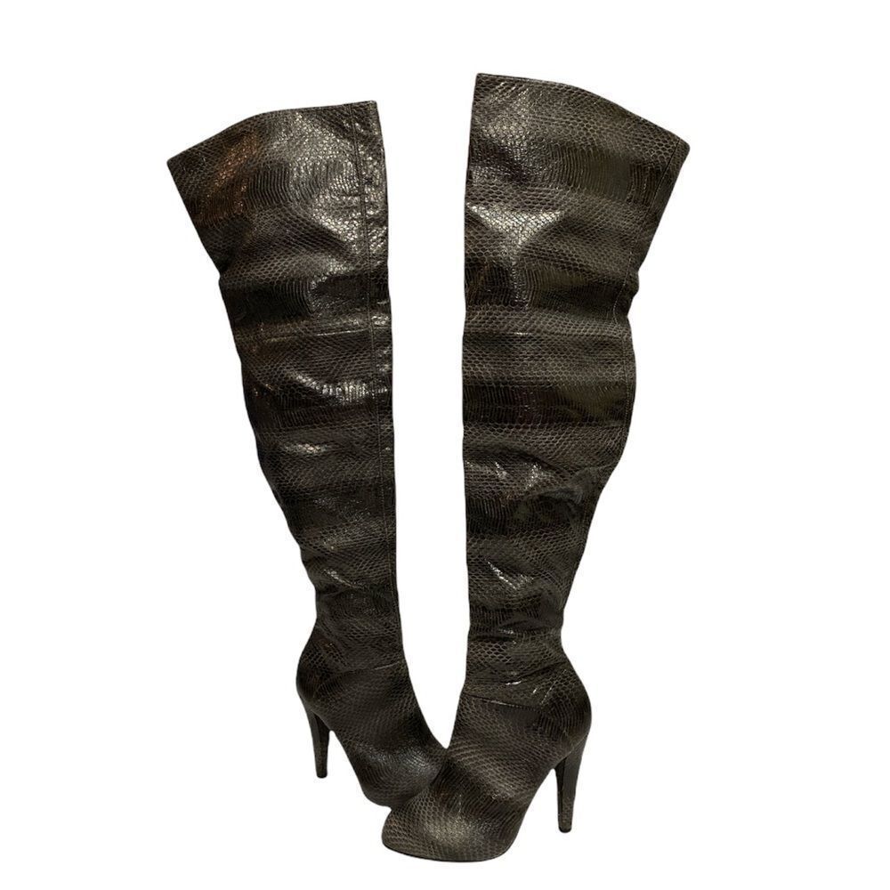 Colin Stuart Snake Print over the knee Heeled Boots size‎ 6B A11